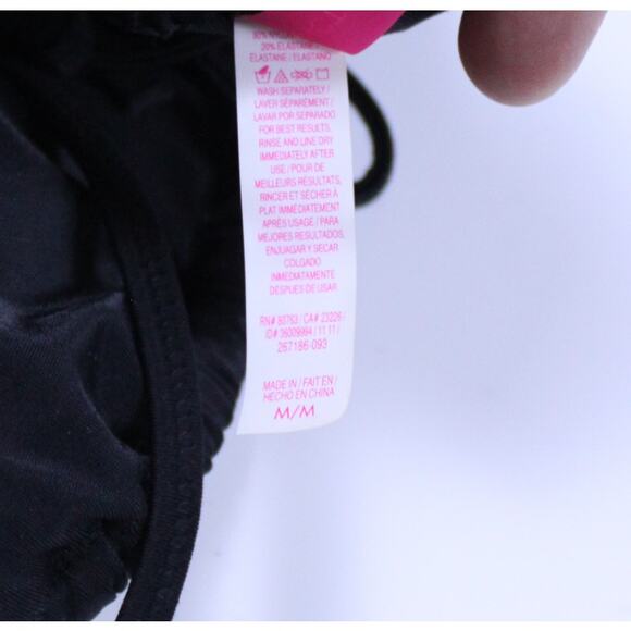 Victoria's Secret bikini bra top string black ruffle sz M swimsuit tie halter - Picture 4 of 4